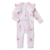 Organic Snugglesuit Convertible Romper with Frill - Coral