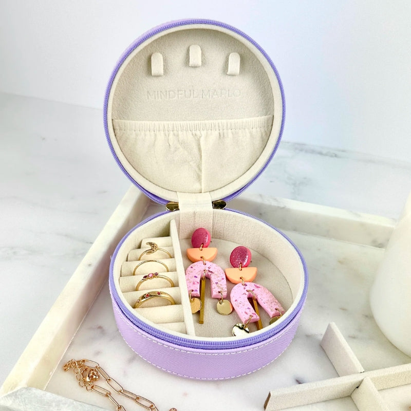 Mindful Marlo | Round Jewellery Case - Violet