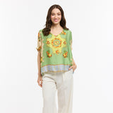 Urban Luxury | Viscose Top - Green & Beige