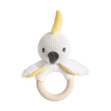 Living Textiles | Knitted/Silicone Ring Rattle - Cockatoo