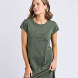 Foxwood | Signature Embroidery Tee Dress - Khaki