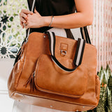 OiOi | Triple Tote Nappy Bag - Tan Faux Leather