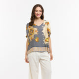 Urban Luxury | Viscose Top - Blue & Beige