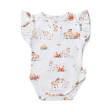 Organic S/S Bodysuit with Frill - Pony Pals
