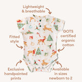Short Sleeve Organic Bodysuit - Prancer & Friends