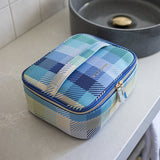 Wild Emery | Large Toiletry Bag - Blue Check