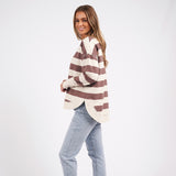 Foxwood | Striped Delilah Crew - Mocha