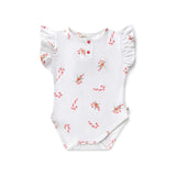 Snuggle Hunny | Organic S/S Bodysuit with Frill - Candy Cane