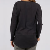 Elm | Rib Long Sleeve Tee - Washed Black