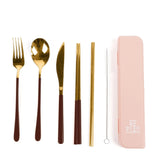 The Somewhere Co | Cutlery Kit - Gold/Chocolate