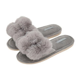 Annabel Trends | Cosy Luxe Pom Pom Slippers - Grey