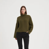 Tirelli | Chunky Cable Oversized Knit - Dark Moss