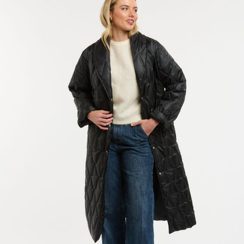 Urban Luxury | Quilted Puffer Coat - Black