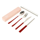 The Somewhere Co | Cutlery Kit - Silver/Burgundy