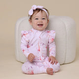 Snuggle Hunny | Organic Snugglesuit Convertible Romper with Frill - Coral