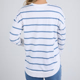 Foxwood | Farrah Stripe Long Sleeve - White/Cornet Blue