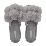 Annabel Trends | Cosy Luxe Pom Pom Slippers - Grey