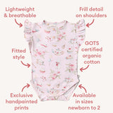 Short Sleeve Bodysuit w/ Frill - Alice's Tea Party