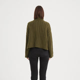 Tirelli | Chunky Cable Oversized Knit - Dark Moss