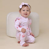 Snuggle Hunny | Organic Snugglesuit Convertible Romper with Frill - Coral