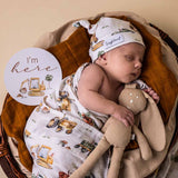 Snuggle Hunny | Organic Muslin Wrap - Diggers & Tractors