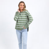 Foxwood | Farrah Stripe Long Sleeve - Sage/White