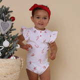 Snuggle Hunny | Organic S/S Bodysuit with Frill - Candy Cane