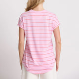 Stella + Gemma | Soho Cuff V Tee - Candy with Red Stripe