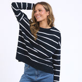 Foxwood | Jayne Stripe Throw On Top - Navy/White