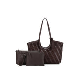 Black Caviar Designs | Waverly 3pc Woven Handbag Tote - Cocoa