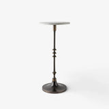 Emerson Side Table - Black Iron base with marble top