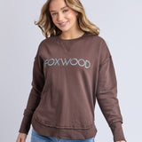 Foxwood | Simplified Metallic Crew - Coffee/Light Blue