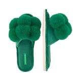 Annabel Trends | Cosy Luxe Pom Pom Slippers - Emerald