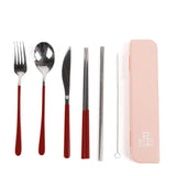 The Somewhere Co | Cutlery Kit - Silver/Burgundy