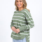 Foxwood | Farrah Stripe Long Sleeve - Sage/White