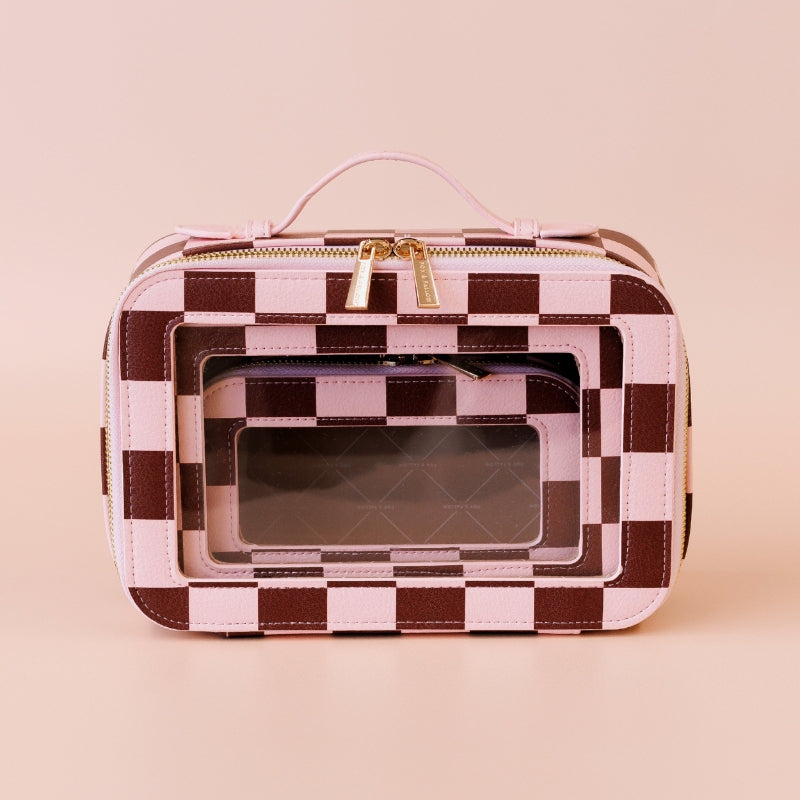 Fox & Fallow | Cosmetic Nested Trio Set - Cherry Check