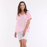 Love From Italy | Calypso V-Neck S/S Top - Soft Pink