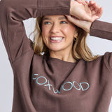 Foxwood | Simplified Metallic Crew - Coffee/Light Blue