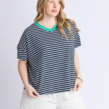Elm | Sabrina Tee - Navy & White Stripe