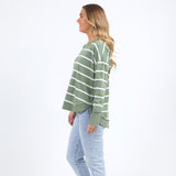 Foxwood | Farrah Stripe Long Sleeve - Sage/White