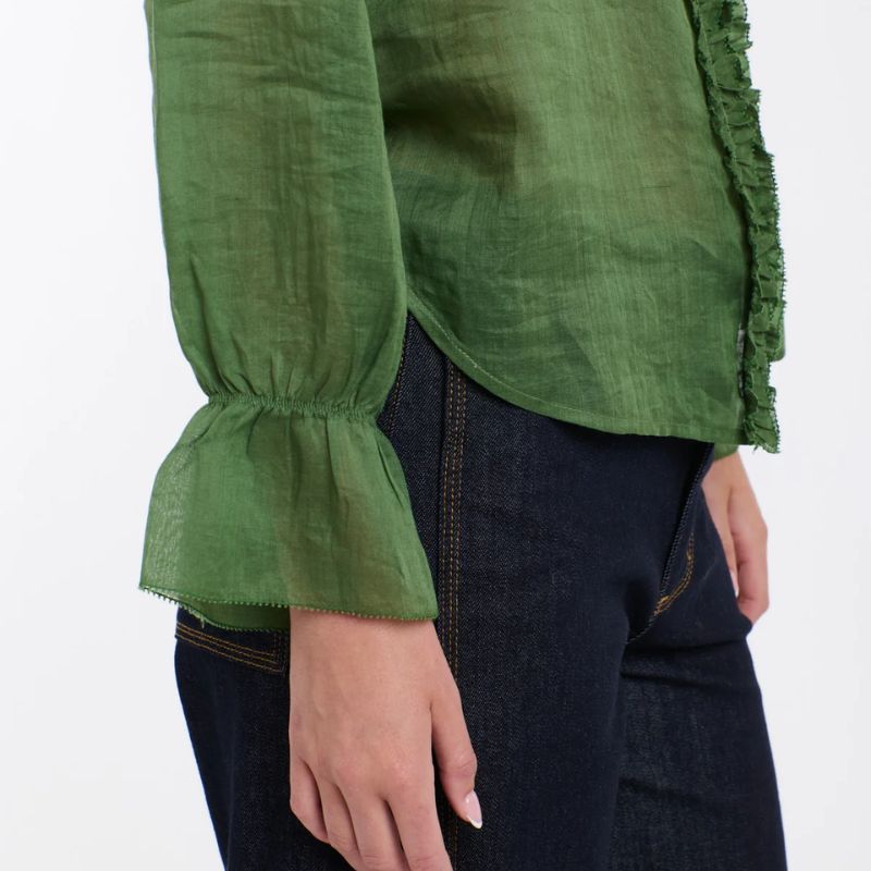 Vanessa Frill Shirt - Moss