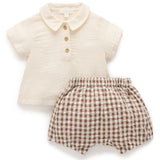 Purebaby | Gingham Set - Milk Choc Gingham