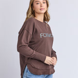 Foxwood | Simplified Metallic Crew - Coffee/Light Blue