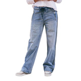 Glam Track Denim - Navy Stripe