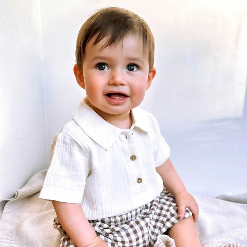 Purebaby | Gingham Set - Milk Choc Gingham