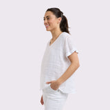 Love From Italy | Calypso V-Neck S/S Top - White