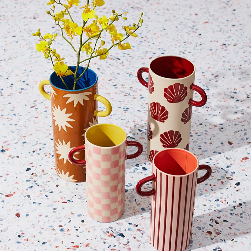 Griffe Bud Vase - Pink Pinstripe