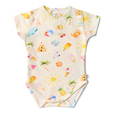 Short Sleeve Bodysuit - Beach Fun