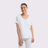 Love From Italy | Calypso V-Neck S/S Top - White