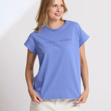 Stella + Gemma | Cuff Tee - Cornflower Embroidered Logo